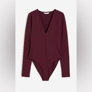 BB Dakota by Steve Madden Deep V-Neck Burgundy Bodysuit